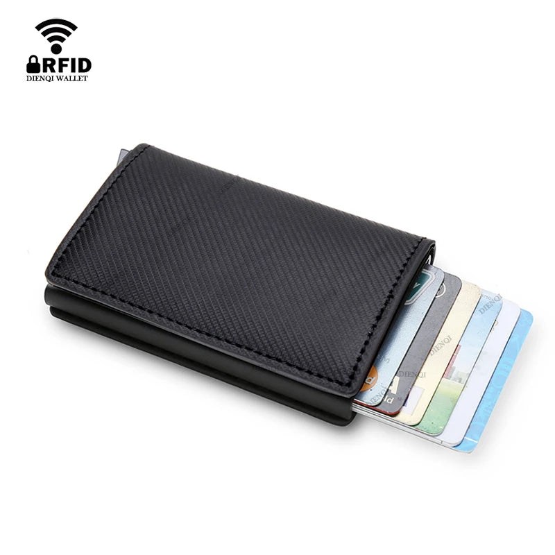 Anti Rfid Carbon Fiber ID Credit Card Holder Men Wallets Mini Automatic Pop up Bank Cardholder Case Minimalist Vallet Choice (kopija)