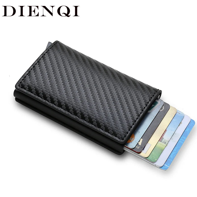 Anti Rfid Carbon Fiber ID Credit Card Holder Men Wallets Mini Automatic Pop up Bank Cardholder Case Minimalist Vallet Choice (kopija)