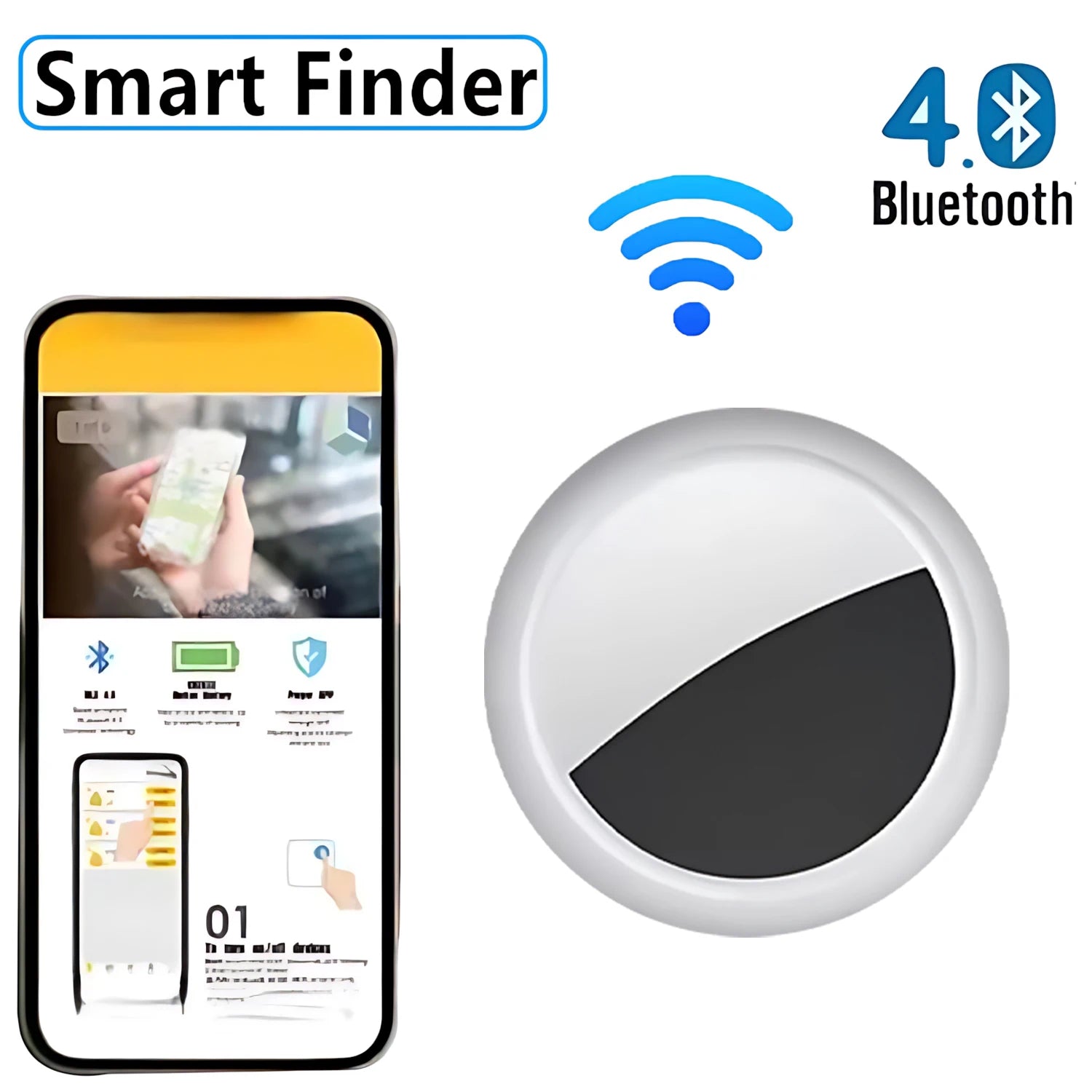 JSPTEC Security Bluetooth Tag Based on IOS Find My app Anti-lose Tracker Sound Locate IOS Message Reminder Alarm Key Finder IOS