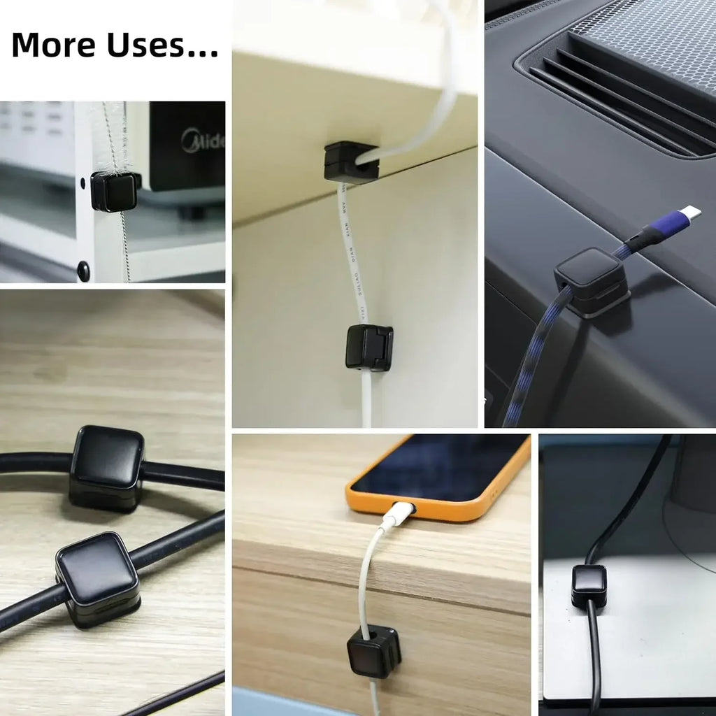 3-12 Pcs/Set Magnetic Cable Clips Cable Organiser Adjustable Cord Holder Under Desk Organizing Cable Management Holder