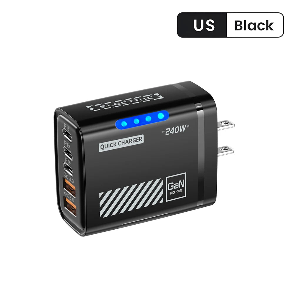 5 Ports Fast Charger Type C Quick Charge 3.0 USB C Wall Charger Adapter For iPhone 17 Pro Samsung Xiaomi mi PD USB Fast Charging
