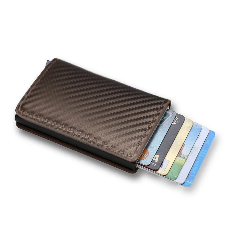 Anti Rfid Carbon Fiber ID Credit Card Holder Men Wallets Mini Automatic Pop up Bank Cardholder Case Minimalist Vallet Choice (kopija)