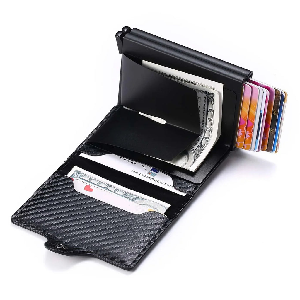 Rfid Men Card Wallets Carbon Fiber Slim Mini Wallet 14 Card Holders Small Money Bag Male Purses (kopija)