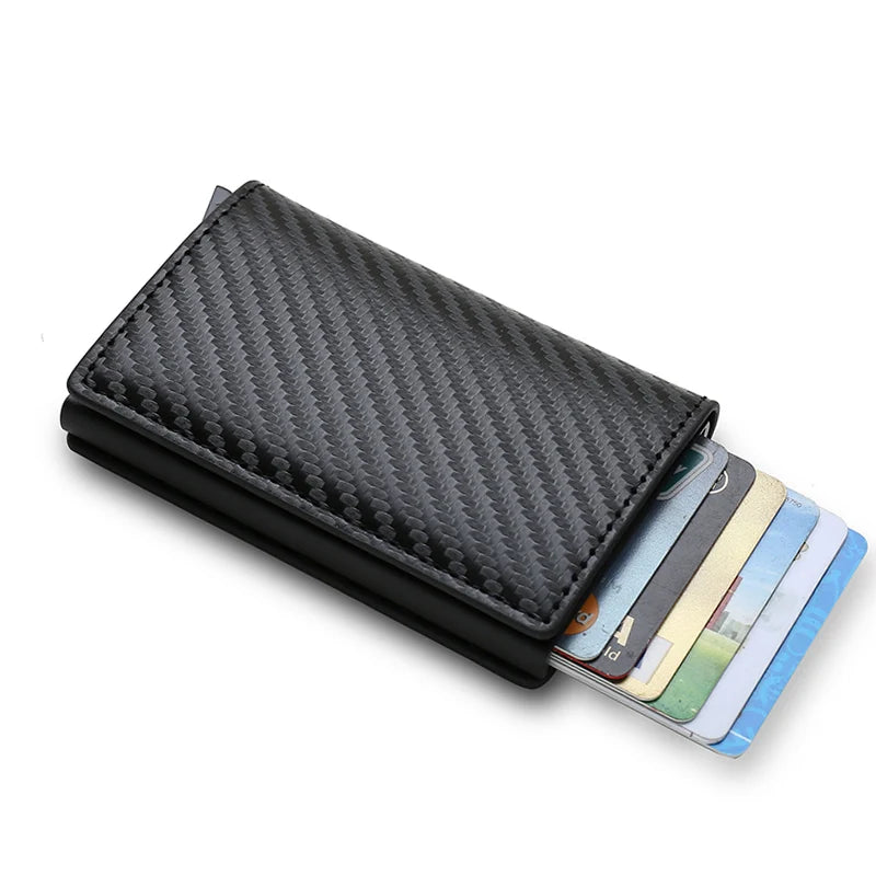 Anti Rfid Carbon Fiber ID Credit Card Holder Men Wallets Mini Automatic Pop up Bank Cardholder Case Minimalist Vallet Choice (kopija)