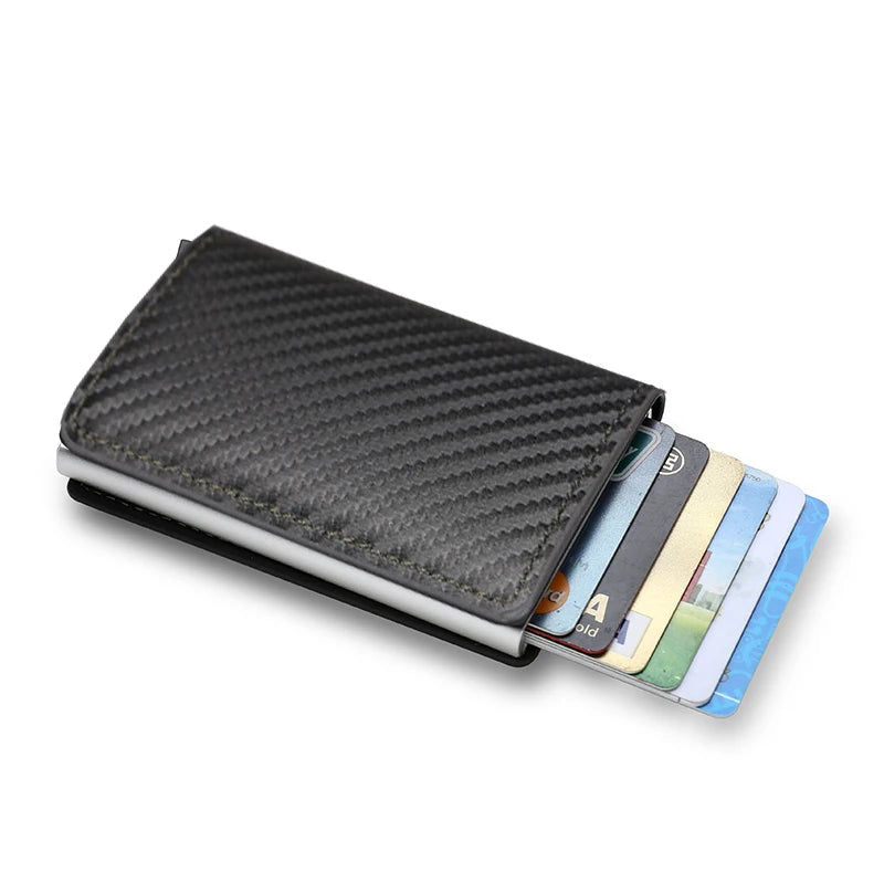 Anti Rfid Carbon Fiber ID Credit Card Holder Men Wallets Mini Automatic Pop up Bank Cardholder Case Minimalist Vallet Choice (kopija)