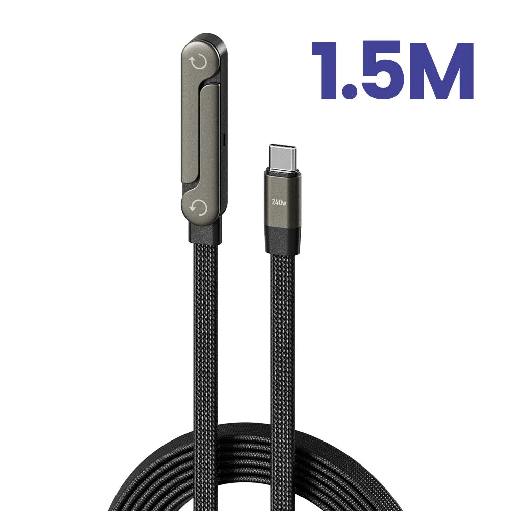 240W 2 in 1 USB C to USB C Fast Charging Foldable Bracket Data Cable Type C Desktop Holder Charging Wire For Iphone17 16 Samsung