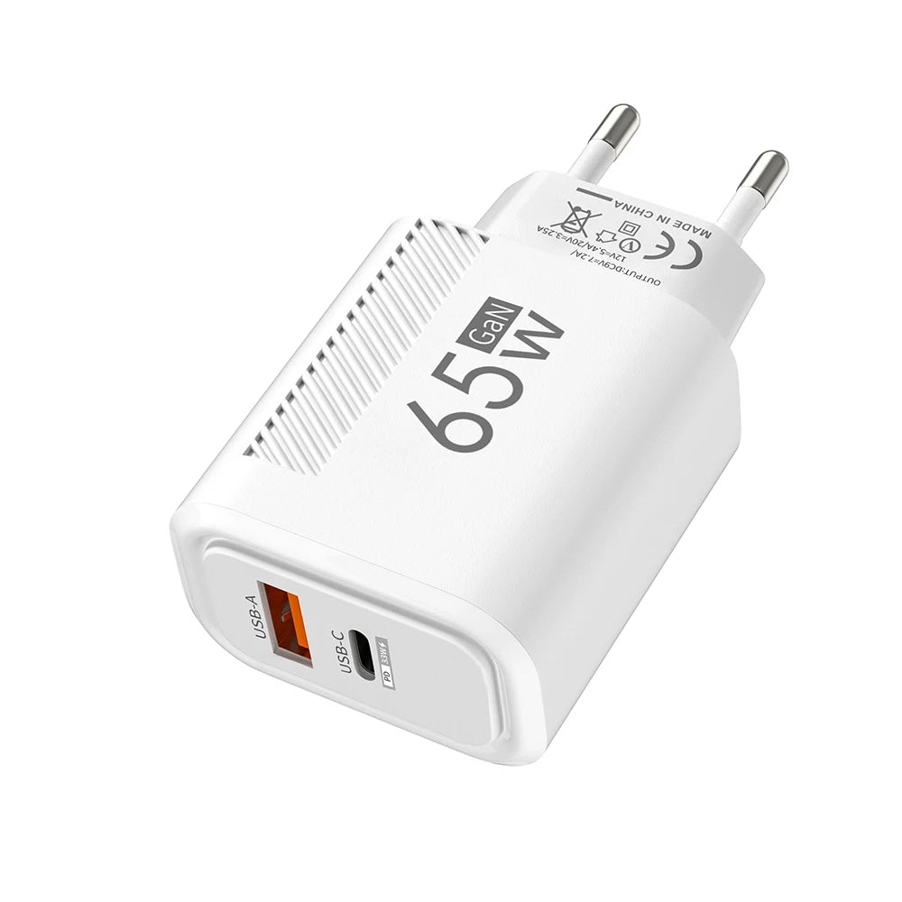 PD 65W GaN Charger USB C Fast Chargering Adapter For Samsung S23 S22 iPhone 15 14 Xiaomi Huawei LG Quick Charge 3.0 USB Charger (kopija)