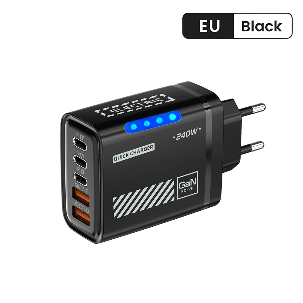 5 Ports Fast Charger Type C Quick Charge 3.0 USB C Wall Charger Adapter For iPhone 17 Pro Samsung Xiaomi mi PD USB Fast Charging