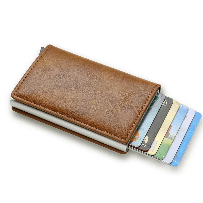 Anti Rfid Carbon Fiber ID Credit Card Holder Men Wallets Mini Automatic Pop up Bank Cardholder Case Minimalist Vallet Choice (kopija)