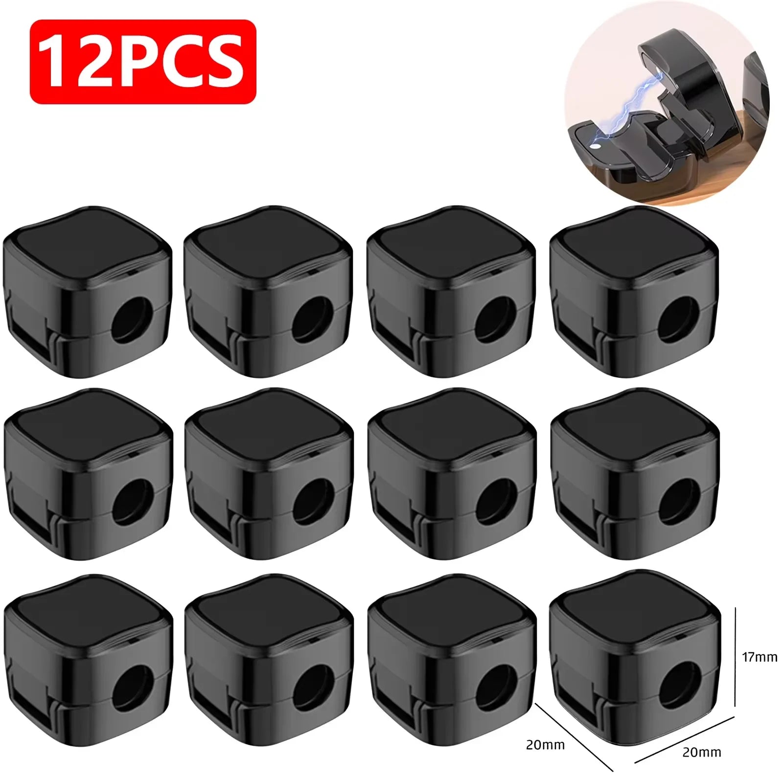 3-12 Pcs/Set Magnetic Cable Clips Cable Organiser Adjustable Cord Holder Under Desk Organizing Cable Management Holder