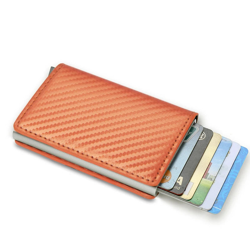 Anti Rfid Carbon Fiber ID Credit Card Holder Men Wallets Mini Automatic Pop up Bank Cardholder Case Minimalist Vallet Choice (kopija)
