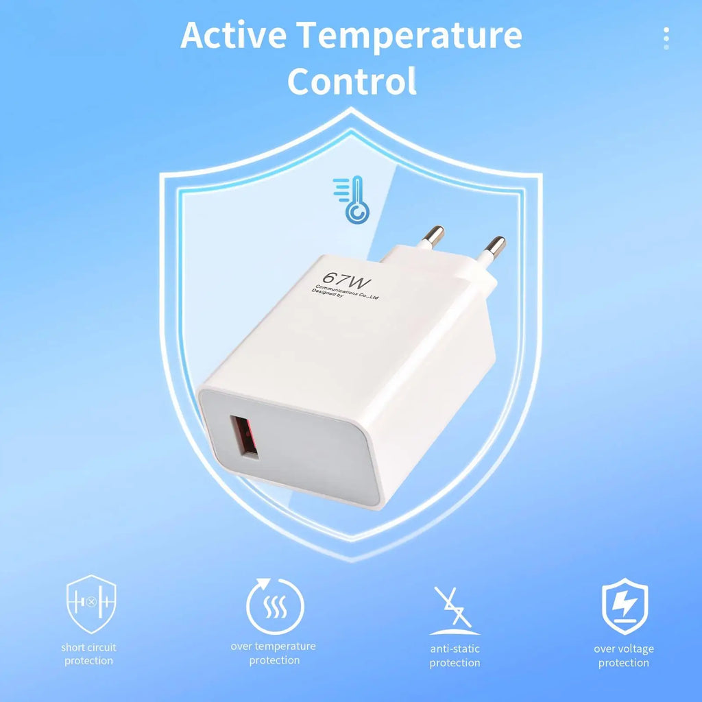 Fast Travel Charger with USB  Port  Quick  Charger for Xiaomi  100-240V,  USB Charger Adapter, Versatile Charging Hub