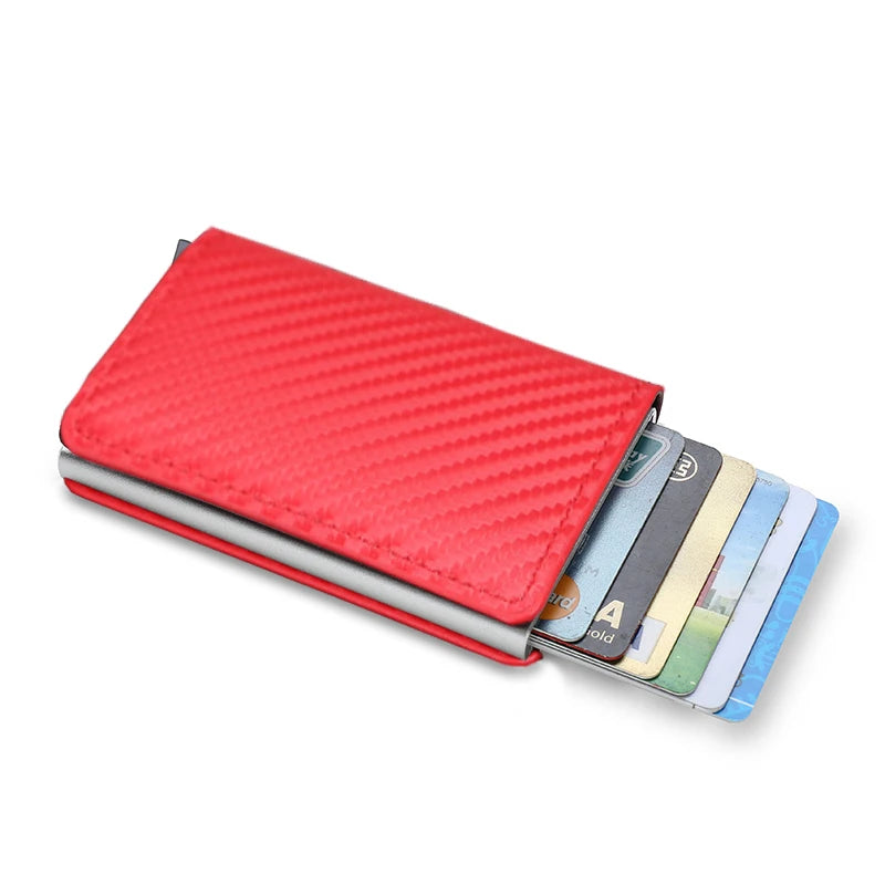 Anti Rfid Carbon Fiber ID Credit Card Holder Men Wallets Mini Automatic Pop up Bank Cardholder Case Minimalist Vallet Choice (kopija)